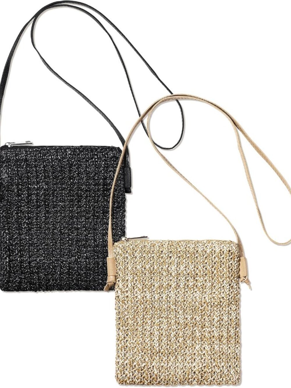 2 Pack Straw Crossbody Bags for Women, Small Cell Phone Purse Bohemian Summer Pu